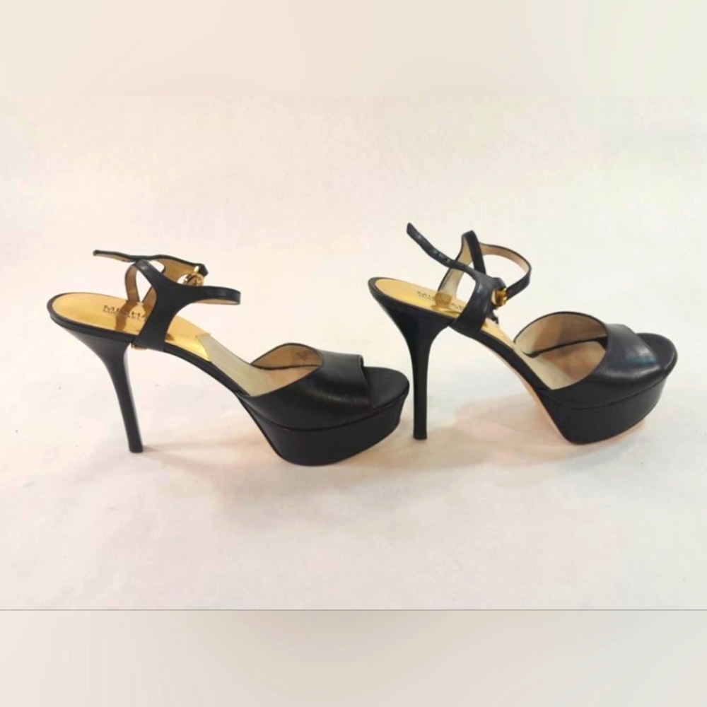 Black Michael Kors Open Toe Ankle Strap Sandals Heels Women's Size 10